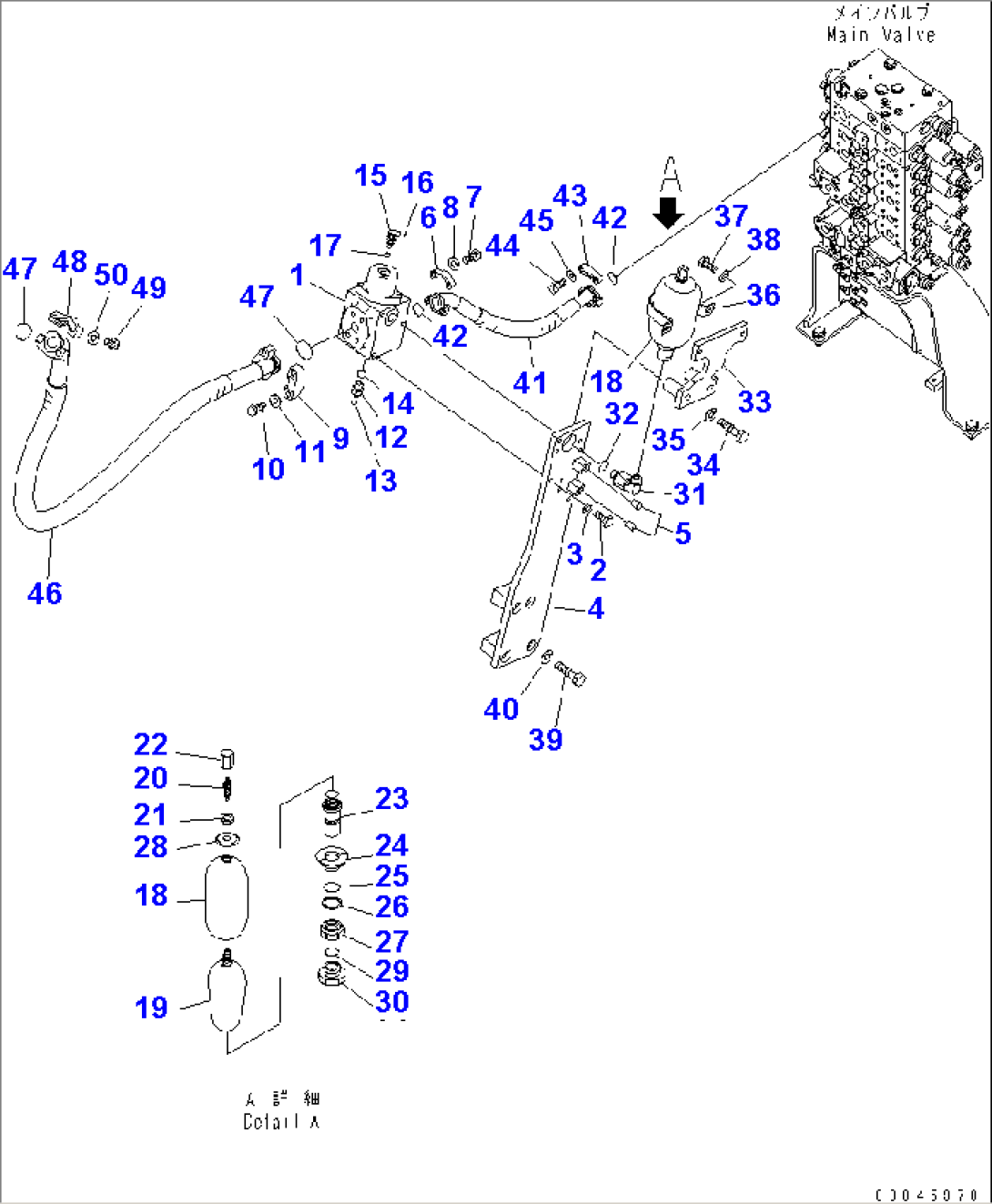 ATTACHMENT LINE (MAIN LINE¤ R.H.) (FOR 1-ACTUATOR)