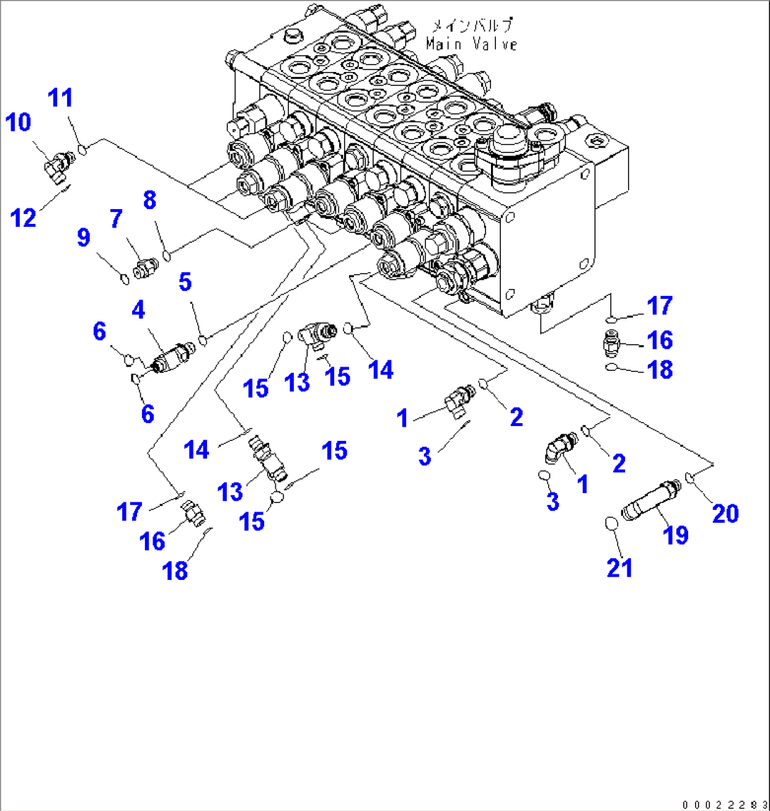 MAIN VALVE CONNECTING PARTS (3/4) (FOR 1-PIECE BOOM WITH 1 ATT.)