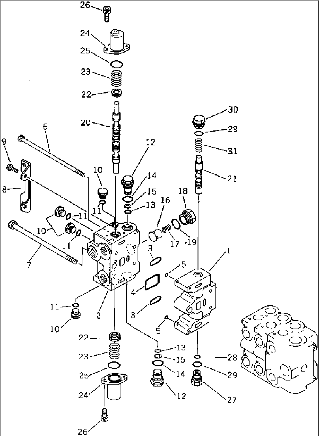 CONTROL VALVE¤ R.H. (ARM EXCAVATION¤ THROTTLING VALVE) (1/4)