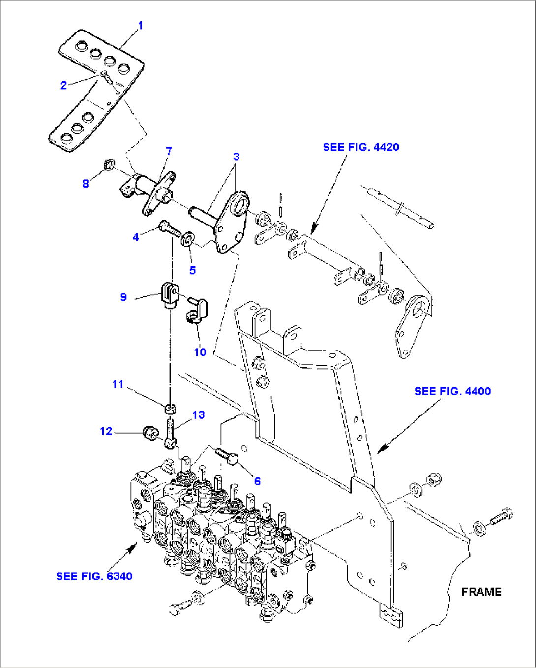 BACKHOE CONTROL PEDAL (LEFT SIDE) KOMATSU LAYOUT CONTROL