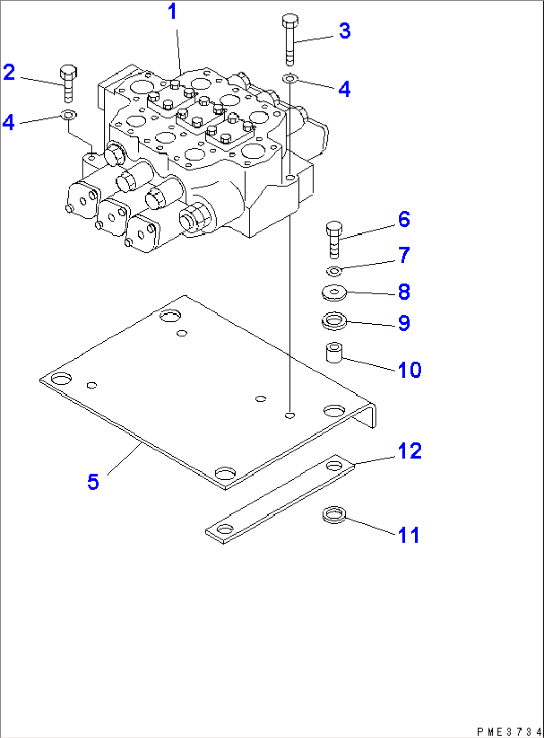 HYDRAULIC MAIN VALVE (VALVE AND MOUNTING PARTS) (WITH 3-SPOOL VALVE)