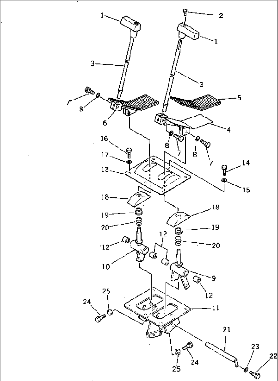 TRAVEL CONTROL LEVER AND LINKAGR (1/2) (FOR WRIST CONTROL) (WITHOUT AUTO DECELERATION)(#12001-12143)