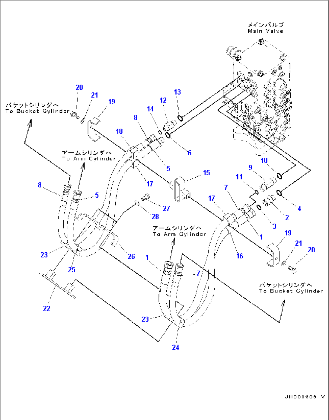 Arm and Bucket Piping