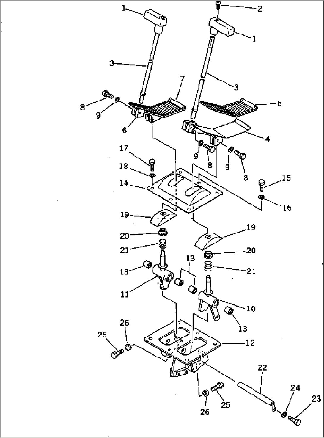 TRAVEL CONTROL LEVER AND LINKAGE (1/2) (FOR WRIST CONTROL) (WITHOUT AUTO DECELERATION)(#12662-)