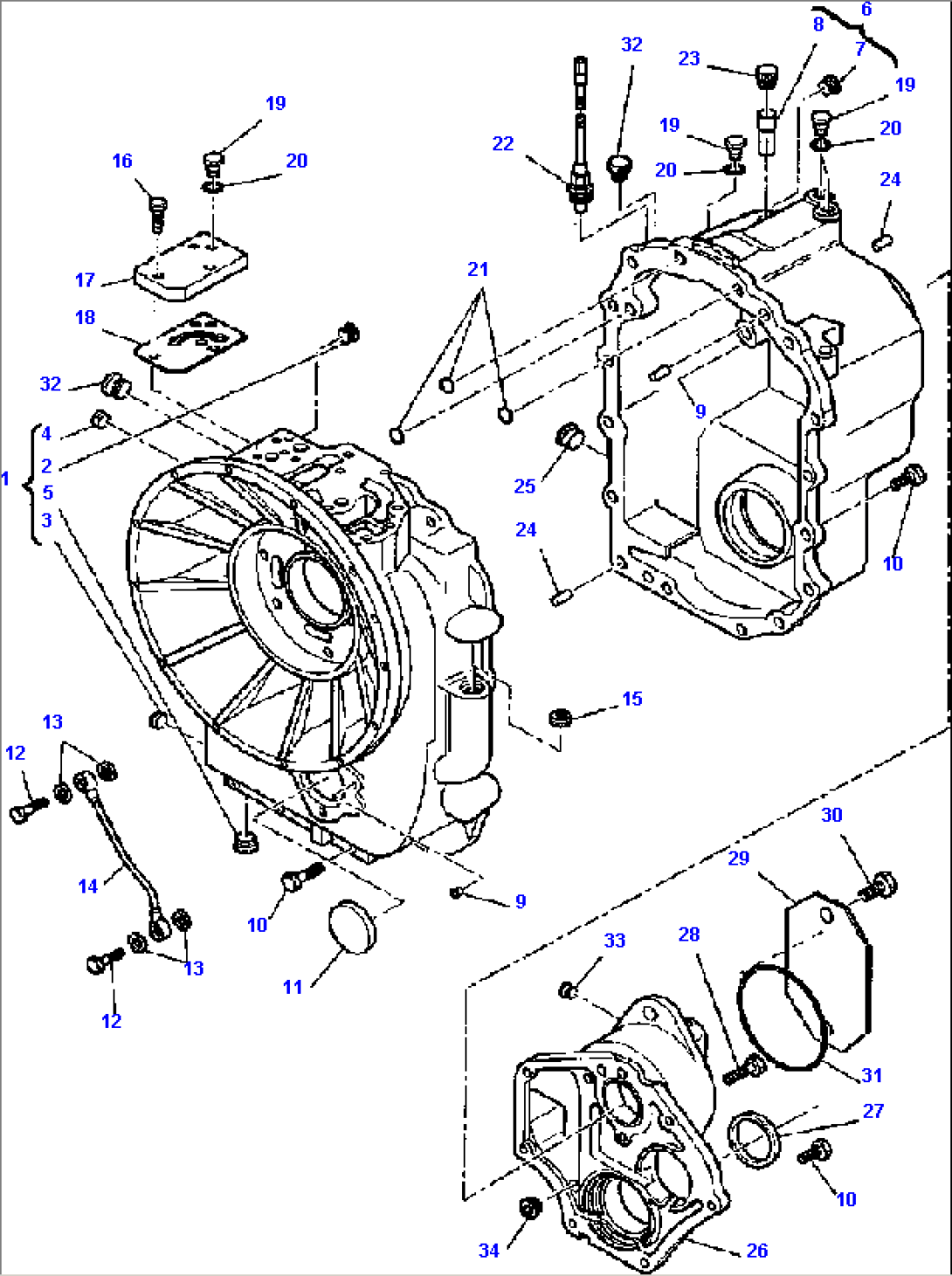 FIG. F3300-01A0 TRANSMISSION (2WD) - FRONT AND REAR HOUSING