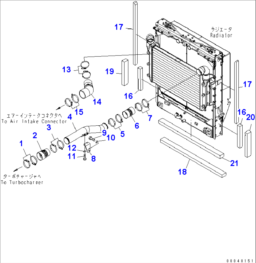 RADIATOR (AFTER COOLER PIPING)(#55001-)