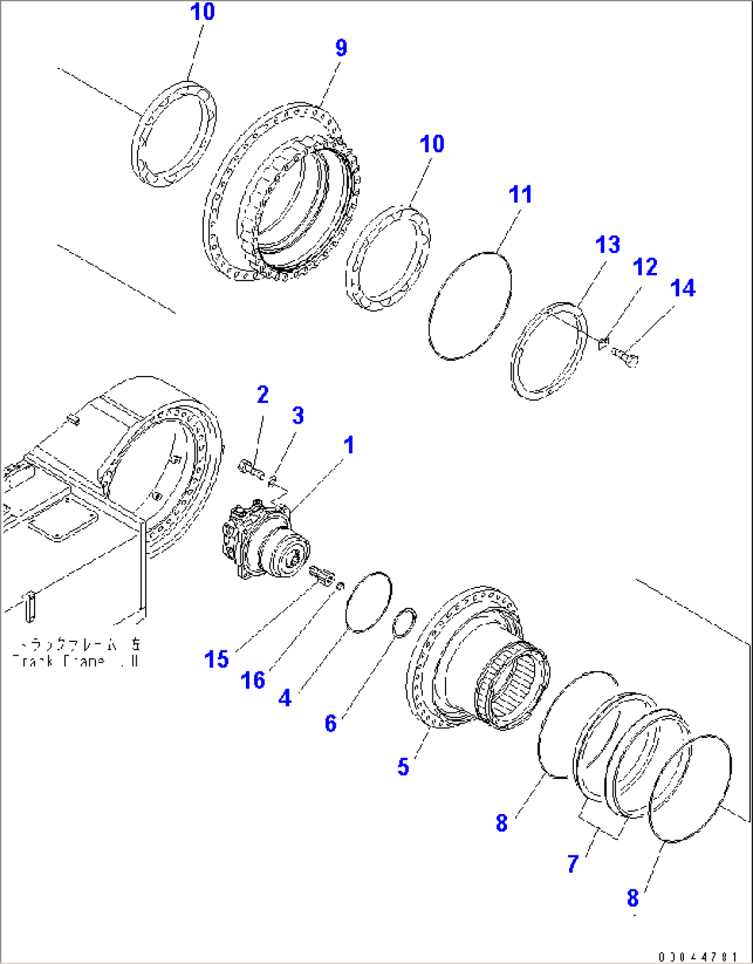 TRACK FRAME (FINAL DRIVE) (SHAFT AND HUB) (L.H.)(#35001-)