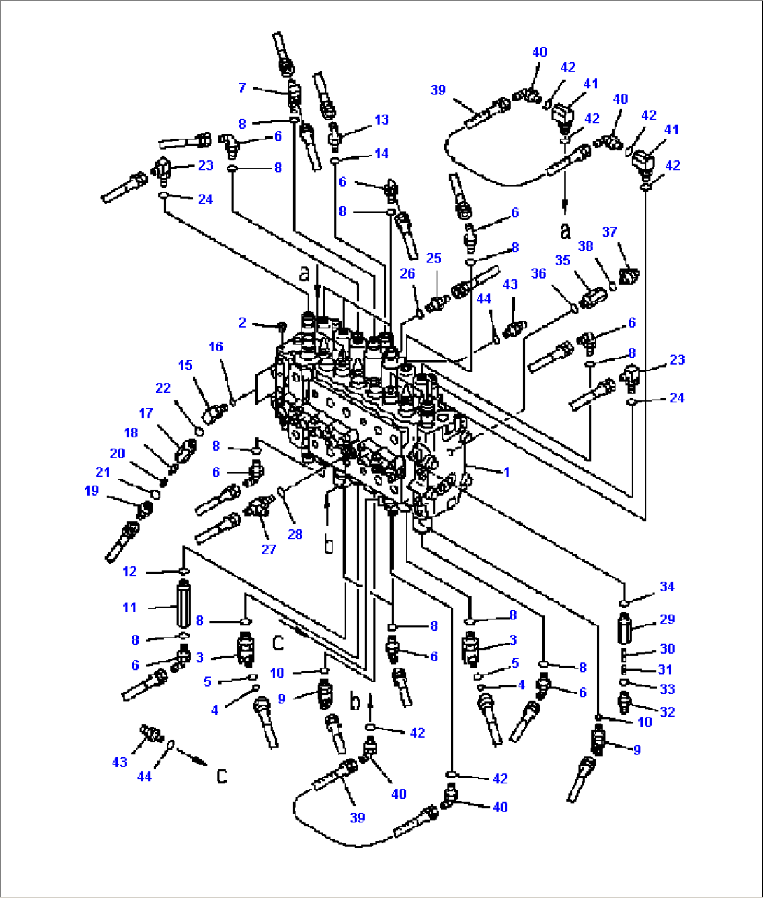 MAIN VALVE (CONNECTING PARTS) (1 ACTUATOR) (WITH PIPING) (PC200LC-6B)