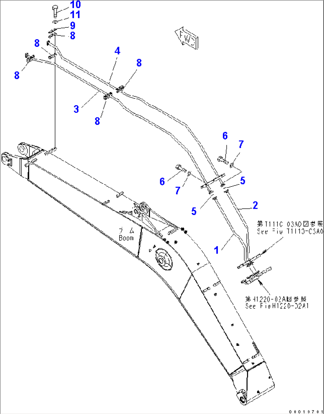 BOOM (BUCKET CYLINDER LINE) (FOR ADDITIONAL PIPING)