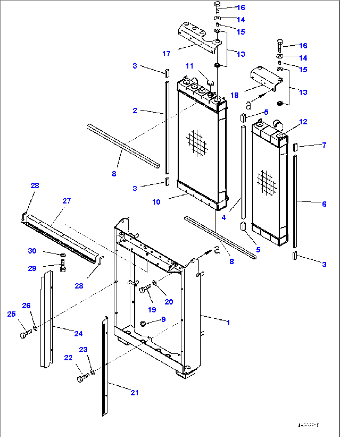 Cooling System, Radiator Core and Aftercooler (#10001-)