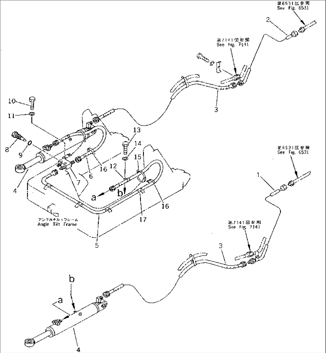 HYDRAULIC PIPING (ANGLE CYLINDER LINE) (DOZER SIDE) (FOR PAT) (FOR SINGLE LEVER)