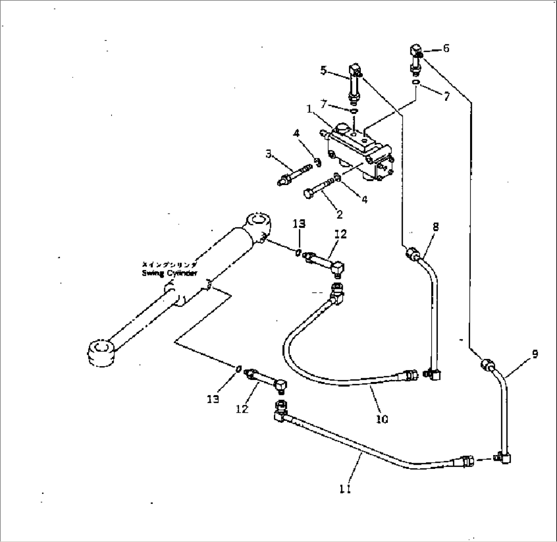 HYDRAULIC PIPING (SWING CYLINDER LINE) (KE AND USA SPEC.)