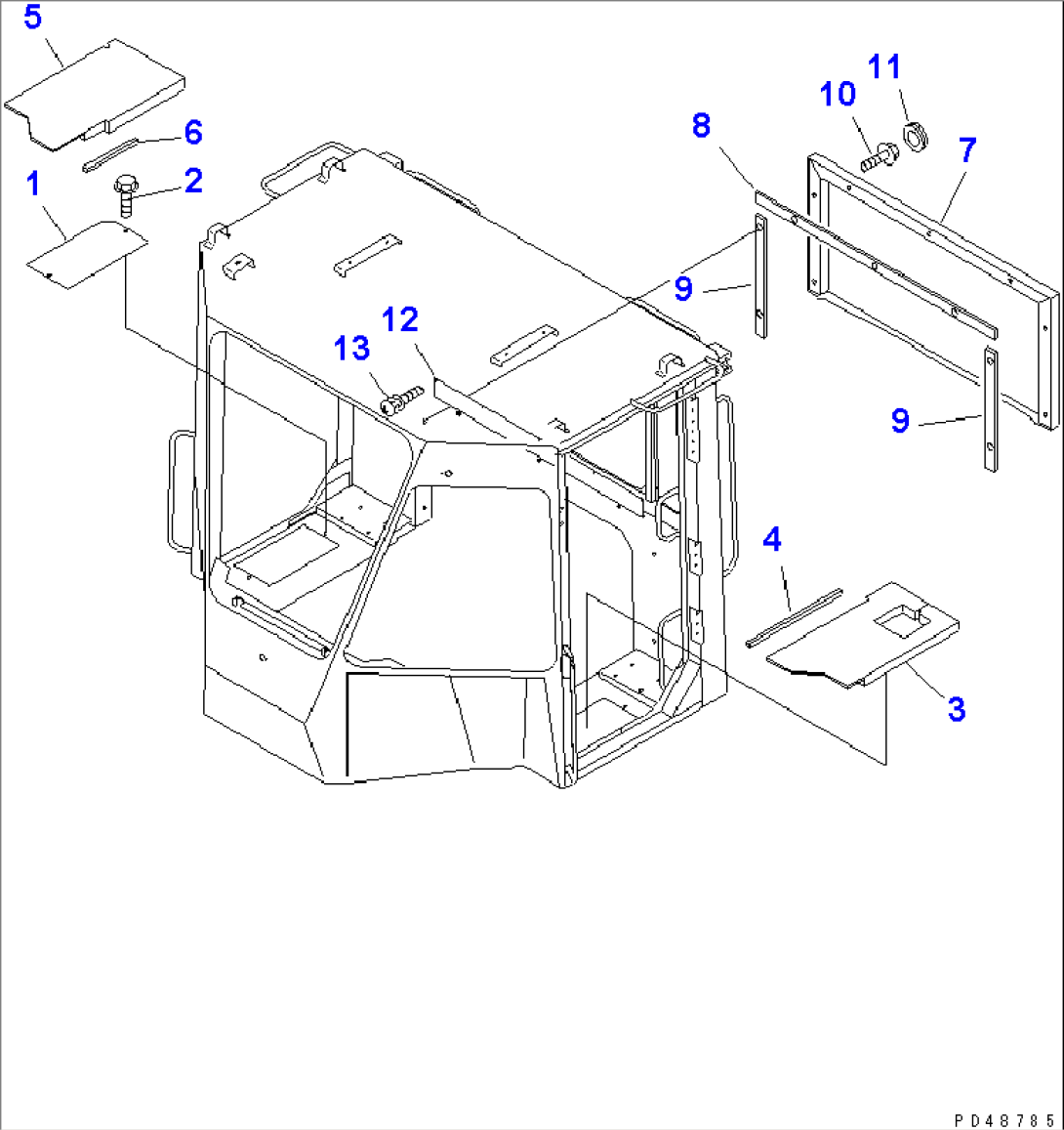 2-PERSONS CAB RELATED PARTS (2/2) (SIDE FLOOR MAT AND REAR COVER)(#60001-)