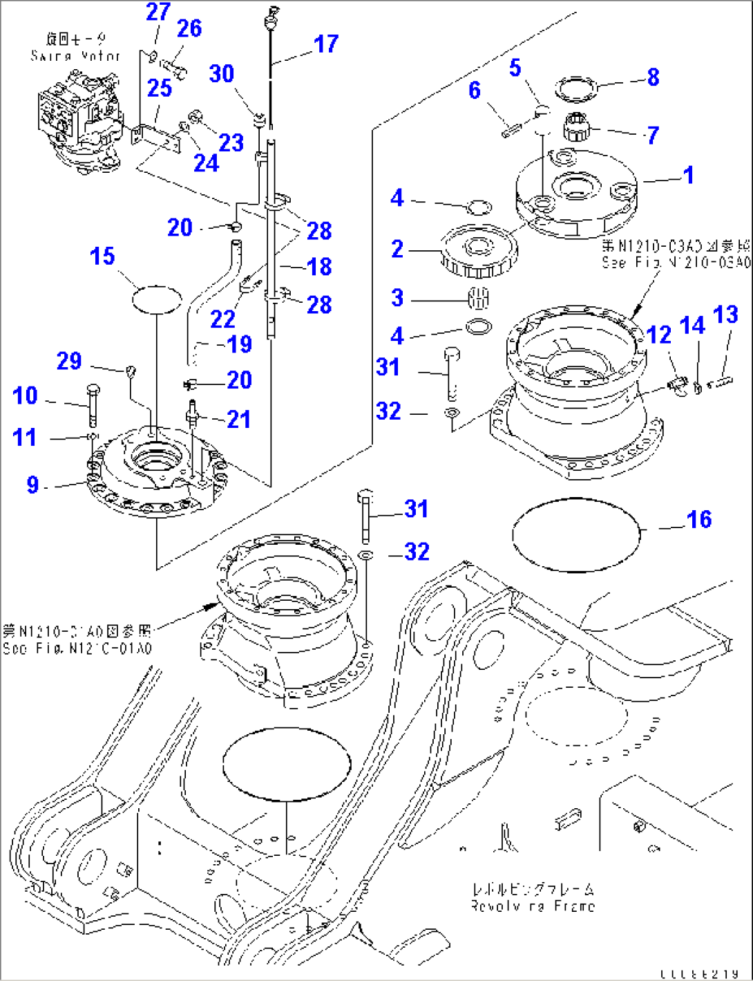 SWING MACHINERY (1ST CARRIER AND GAUGE SUPPORT) (REAR)(#55078-)