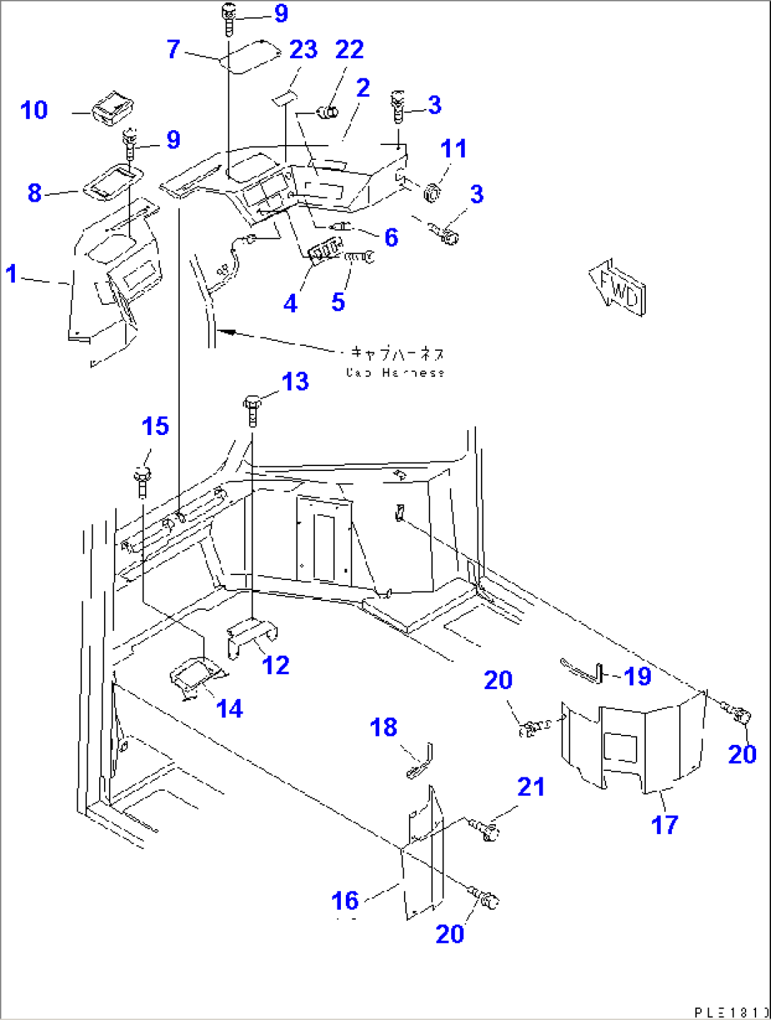2-PERSONS CAB RELATED PARTS (1/2) (FRONT INTERIOR)(#60522-)