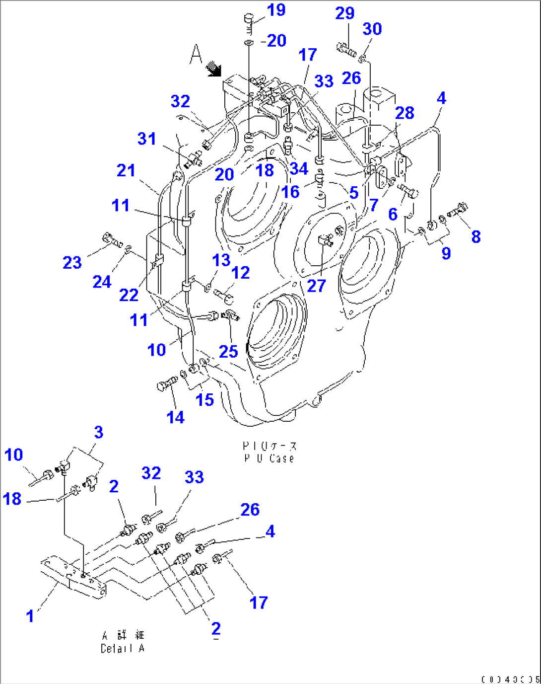 POWER TAKE OFF (P.T.O. PIPING) (LUBRICATION LINES)(#35001-)