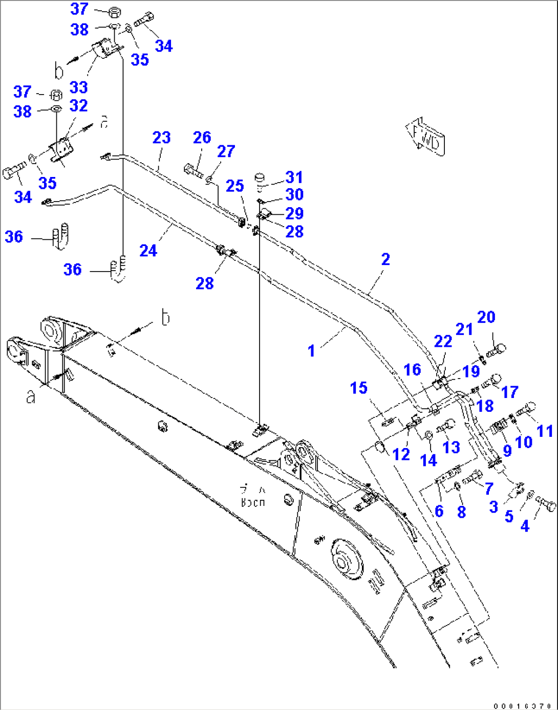 BOOM (5.7M) (BUCKET CYLINDER LINE) (WITH ROTATION ARM) (YELLOW)