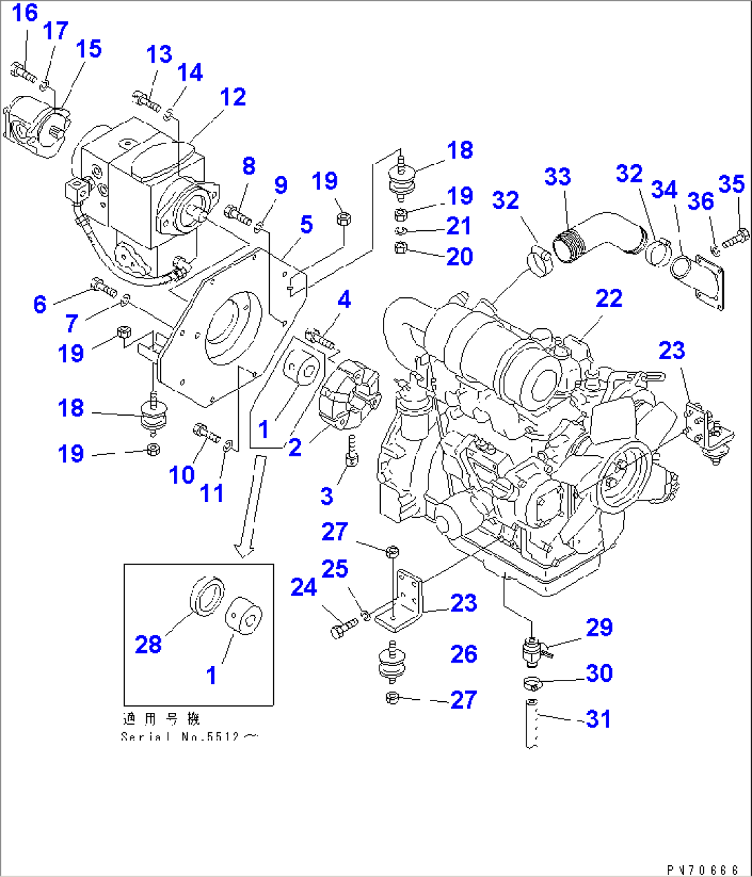 ENGINE AND MAIN PUMP MOUNTING PARTS(#5497-)