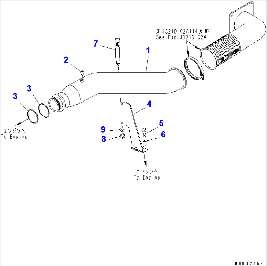 EXHAUST PIPING (LOW NOISE SPEC. OR WITH MUFFLER)(#3001-3011)