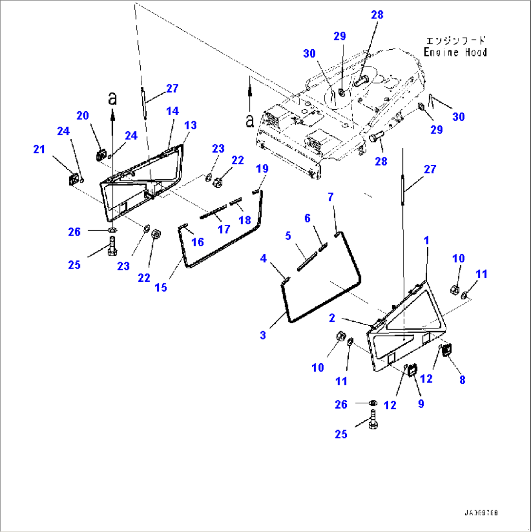 Front Guard Group, Hood Side Cover (#80001-)