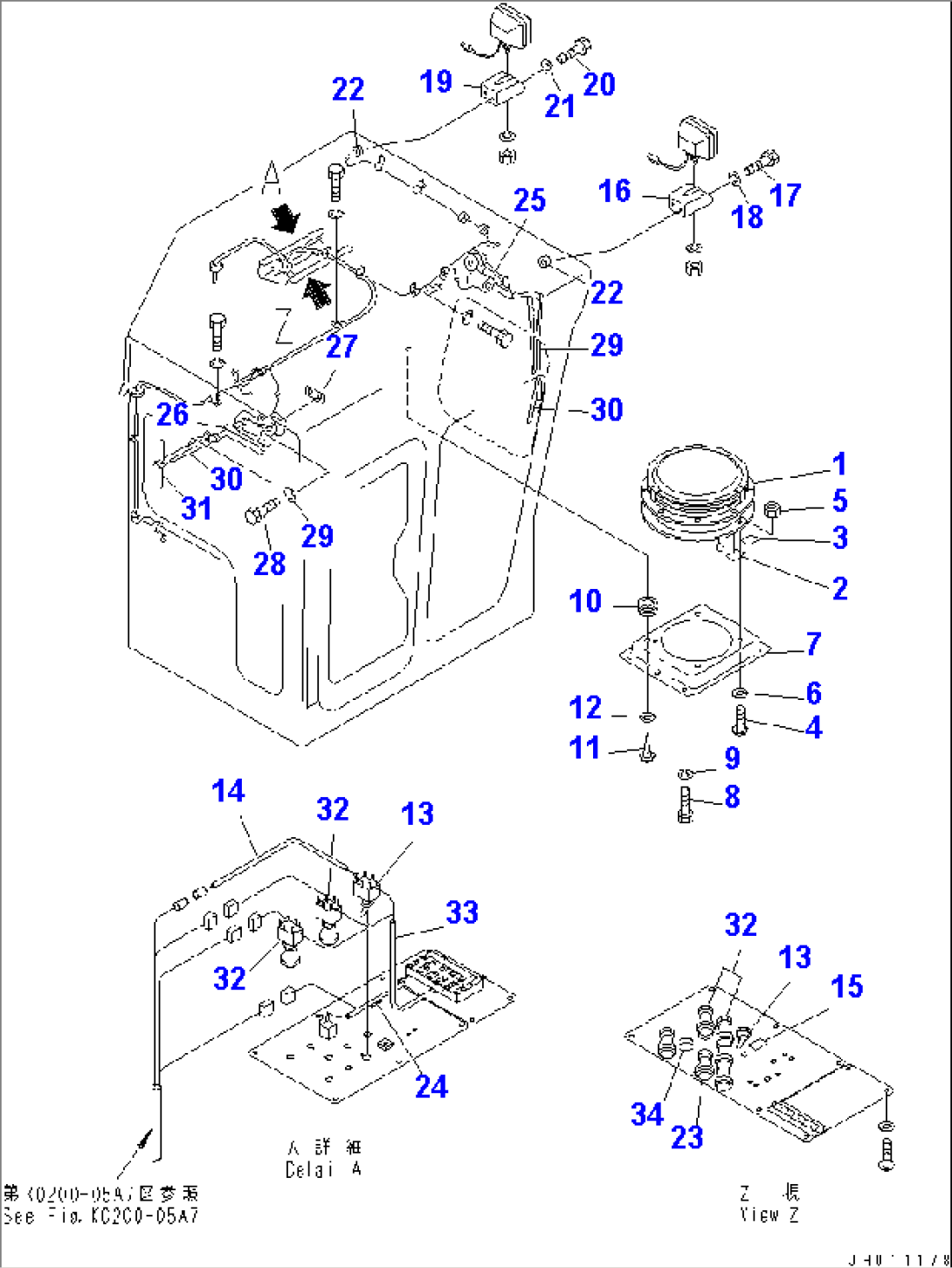 CAB (VENTILATOR¤ REAR LAMP AND WIPER) (WITH SAFETY DEVICE)(#15336-)