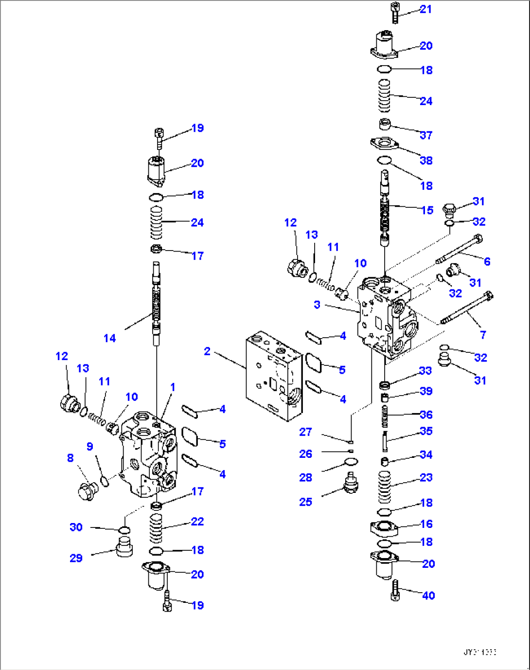 Hydraulic Control Valve, 3-Valve (1/3) (#80015-)