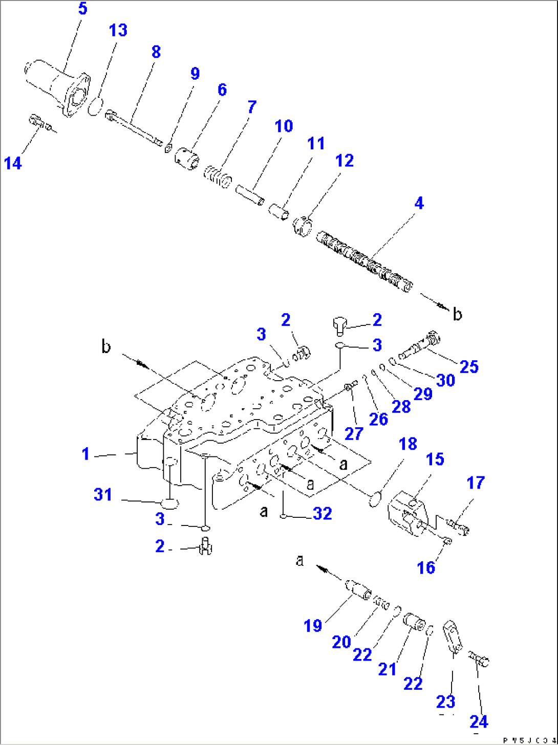 CONTROL VALVE (3-SPOOL) (1/2) (FOR RIPPER LOW)
