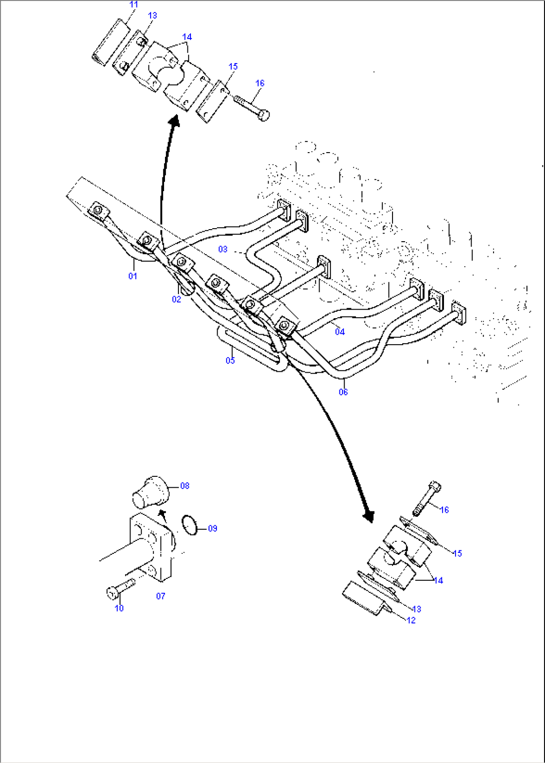 Piping Assy., Main Control Blocks - Distributor Block