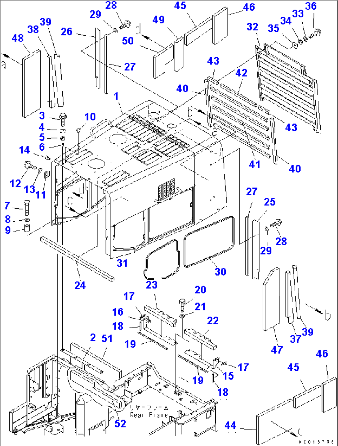 RADIATOR GUARD AND HOOD (ENGINE HOOD) (WITH BRAKE COOLING SYSTEM)(#52001-)