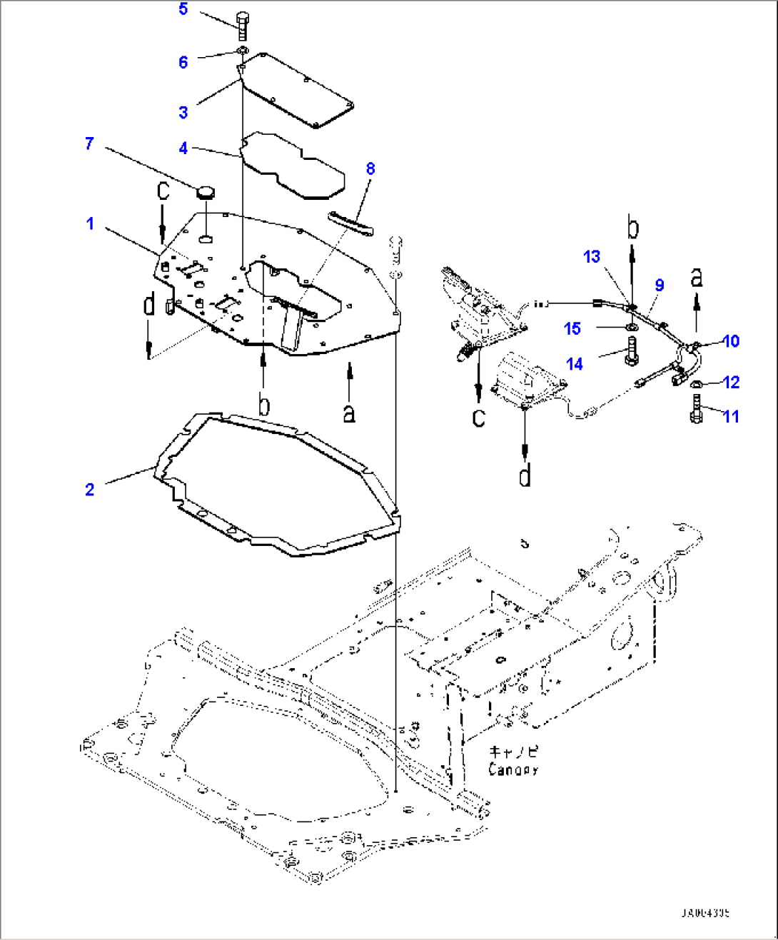 ROPS Canopy, Floor Frame Inside Cover (#80001-)