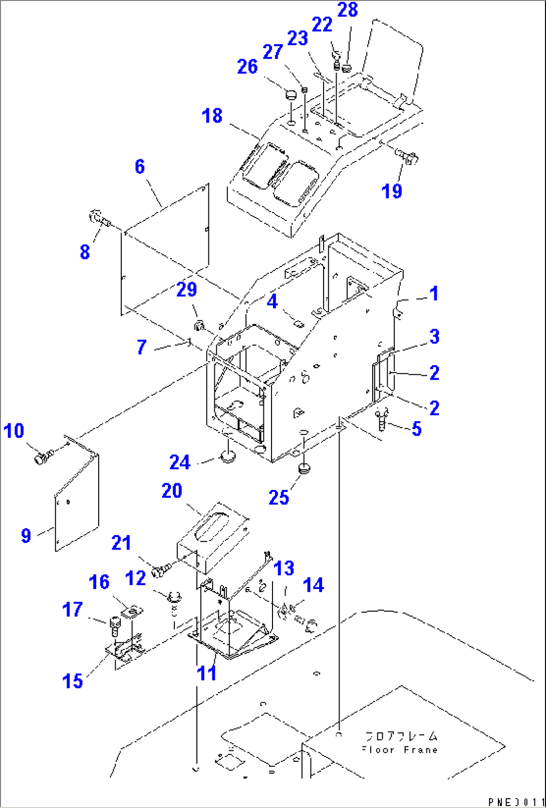 R.H. CONSOLE BOX (WITH FRONT ATTACHMENT) (WITH 5-SPOOL CONTROL VALVE)(#60001-)