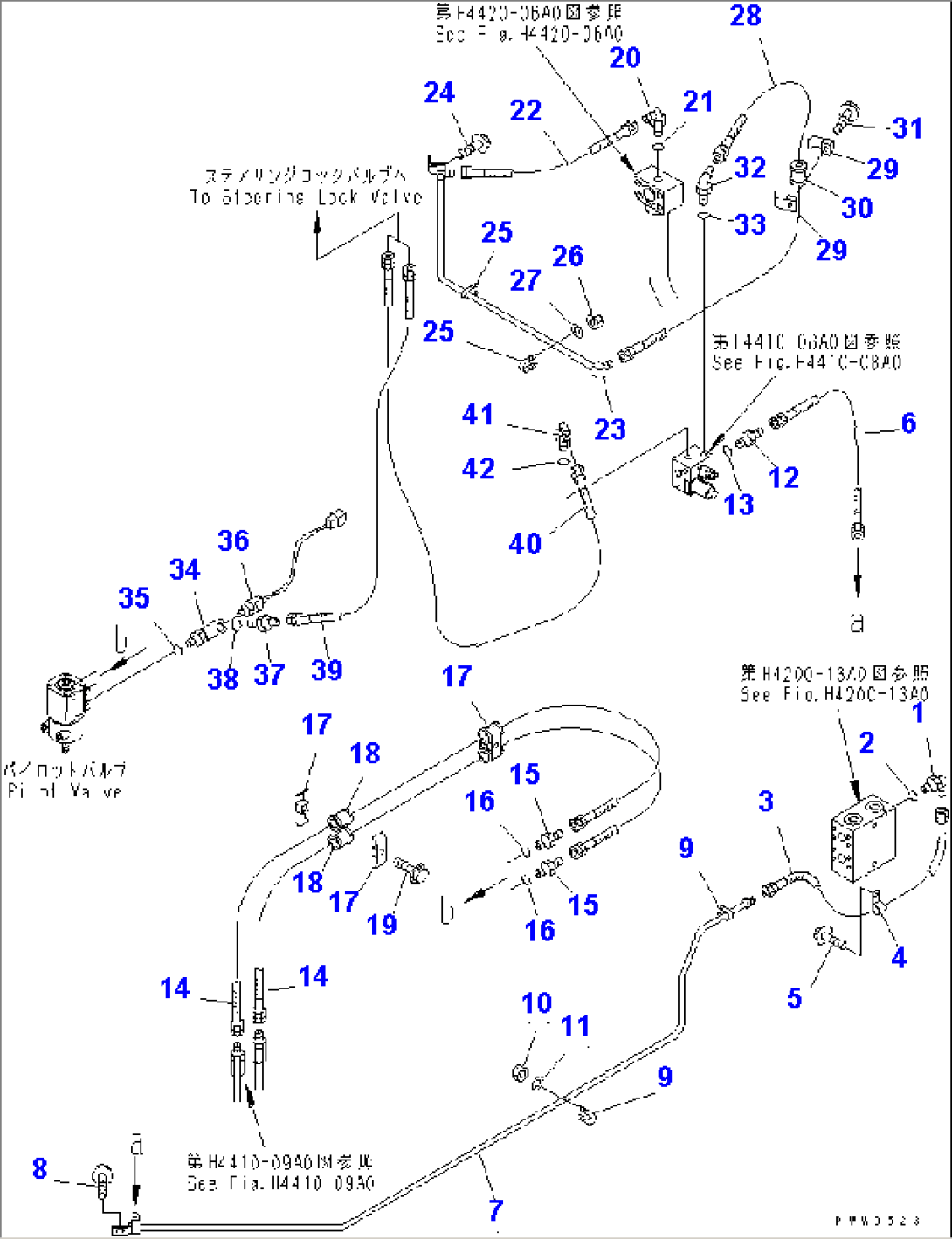 STEERING HYDRAULIC LINE (PILOT VALVE CONTROL LINE 1/3)