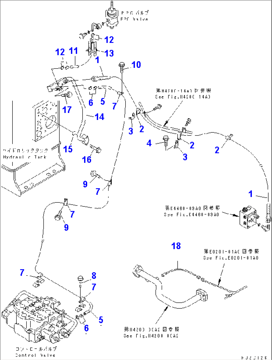 HYDRAULIC LINE (P.P.C. VALVE AND CHARGE VALVE DRAIN LINE) (WITH LOAD METER)