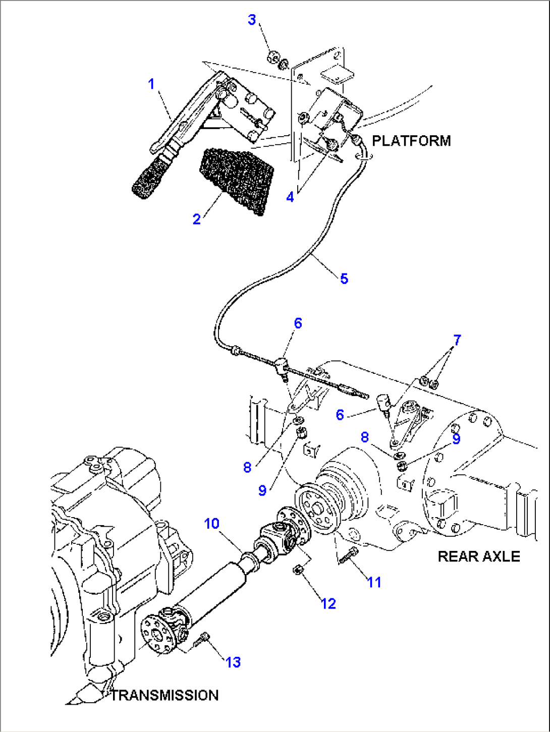 HANDBRAKE AND REAR PROPELLER SHAFT