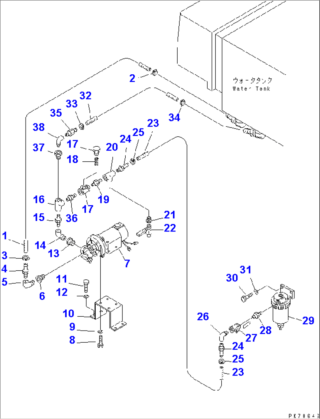 WATER SPRAY PIPING (1/3) (WATER TANK TO WATER PUMP TO WATER STRAINER)(#5001-5040)