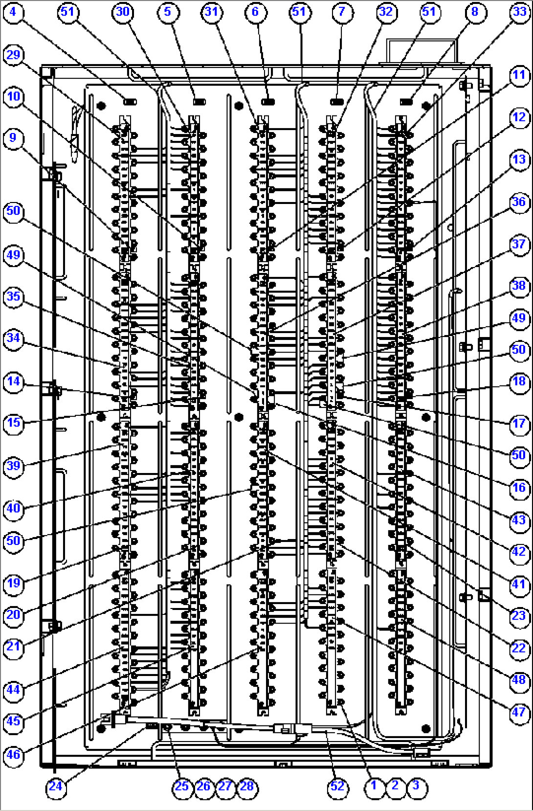 AUXILIARY CONTROL CABINET COMPONENTS - REAR WALL