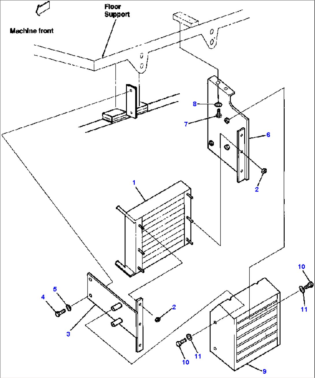 AIR CONDITIONER - S/N 5001 THRU 5085 CONDENSER AND MOUNTING