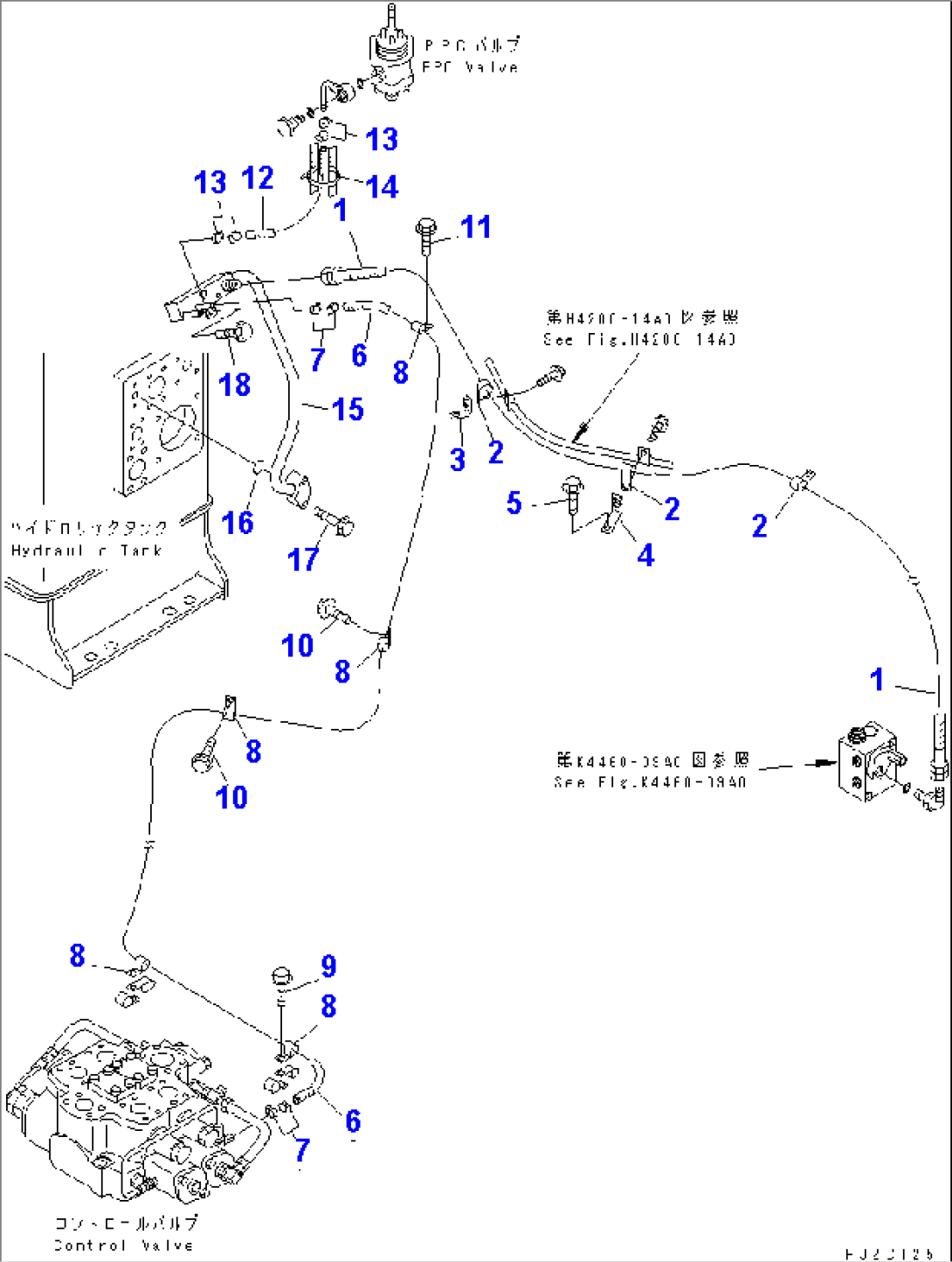 HYDRAULIC LINE (P.P.C. VALVE AND CHARGE VALVE DRAIN LINE) (WITH FOLLOW UP STEERING)