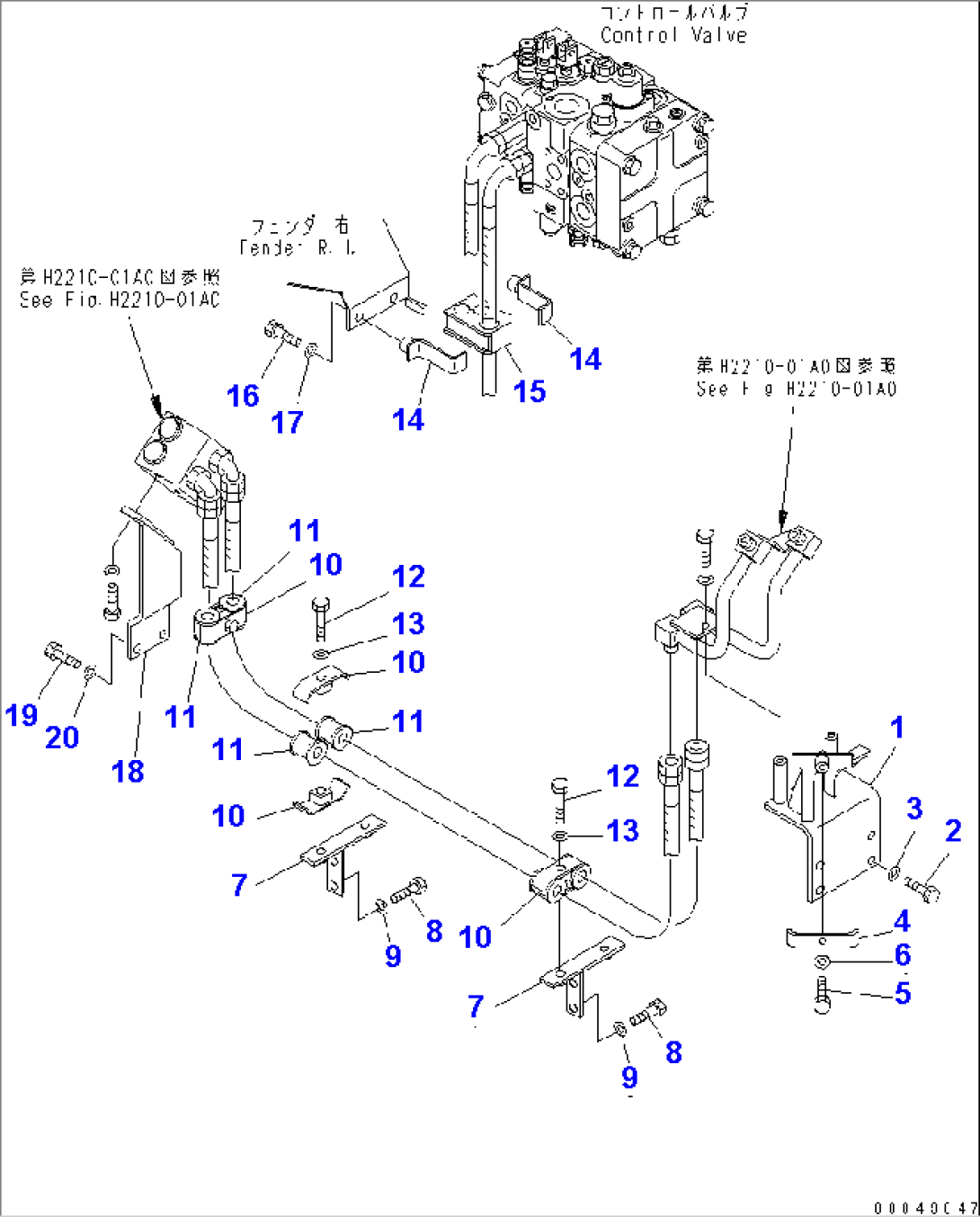 LIFT CYLINDER LINE BRACKET (FOR TRIMMING DOZER)