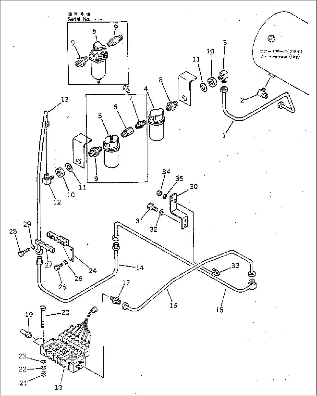 AIR PIPING (DRY RESERVOIR TO 7-SOLENOID VALVE )