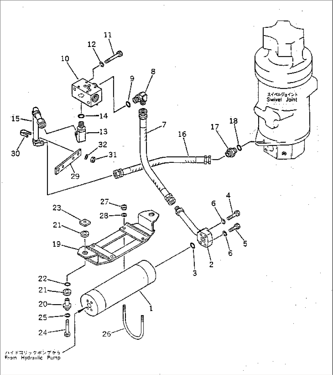 HYDRAULIC PIPING (SWING¤ STEERING PUMP TO SWIVEL JOINT) (2/2)