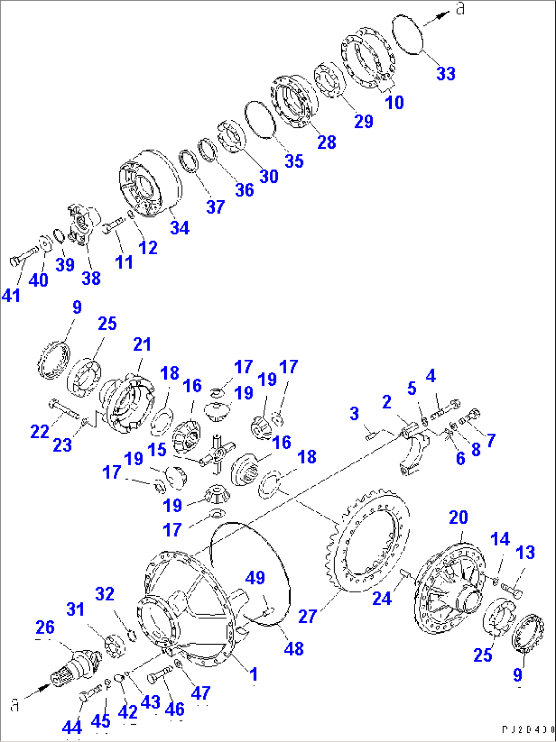 REAR AXLE (DIFFERENTIAL AND MOUNTING PARTS) (-40ßC SPEC.)(#52406-)