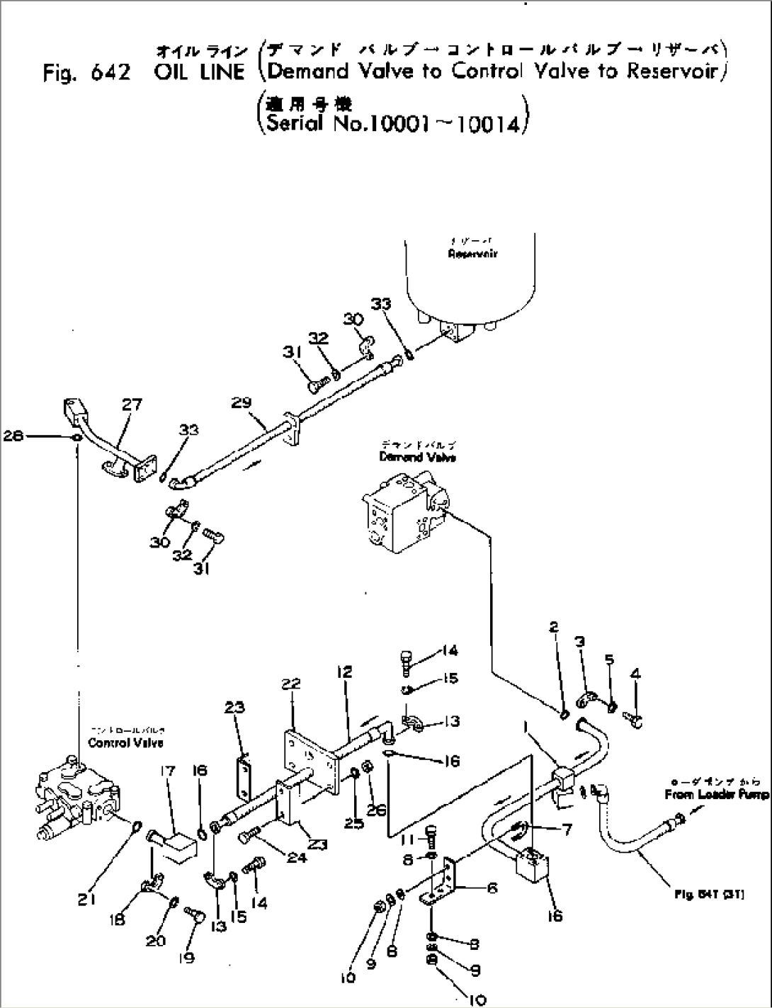 OIL LINE (DEMAMD VALVE TO CONTROL VALVE TO TANK)(#10001-10014)