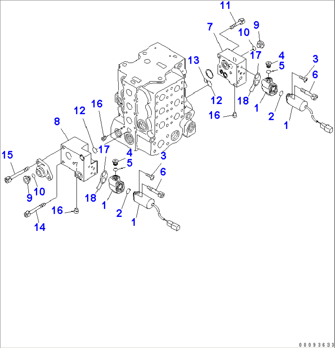 CONTROL VALVE (4-SPOOL) (4/8) (MITSUKOJIMA TRIMMING)(#10986-)