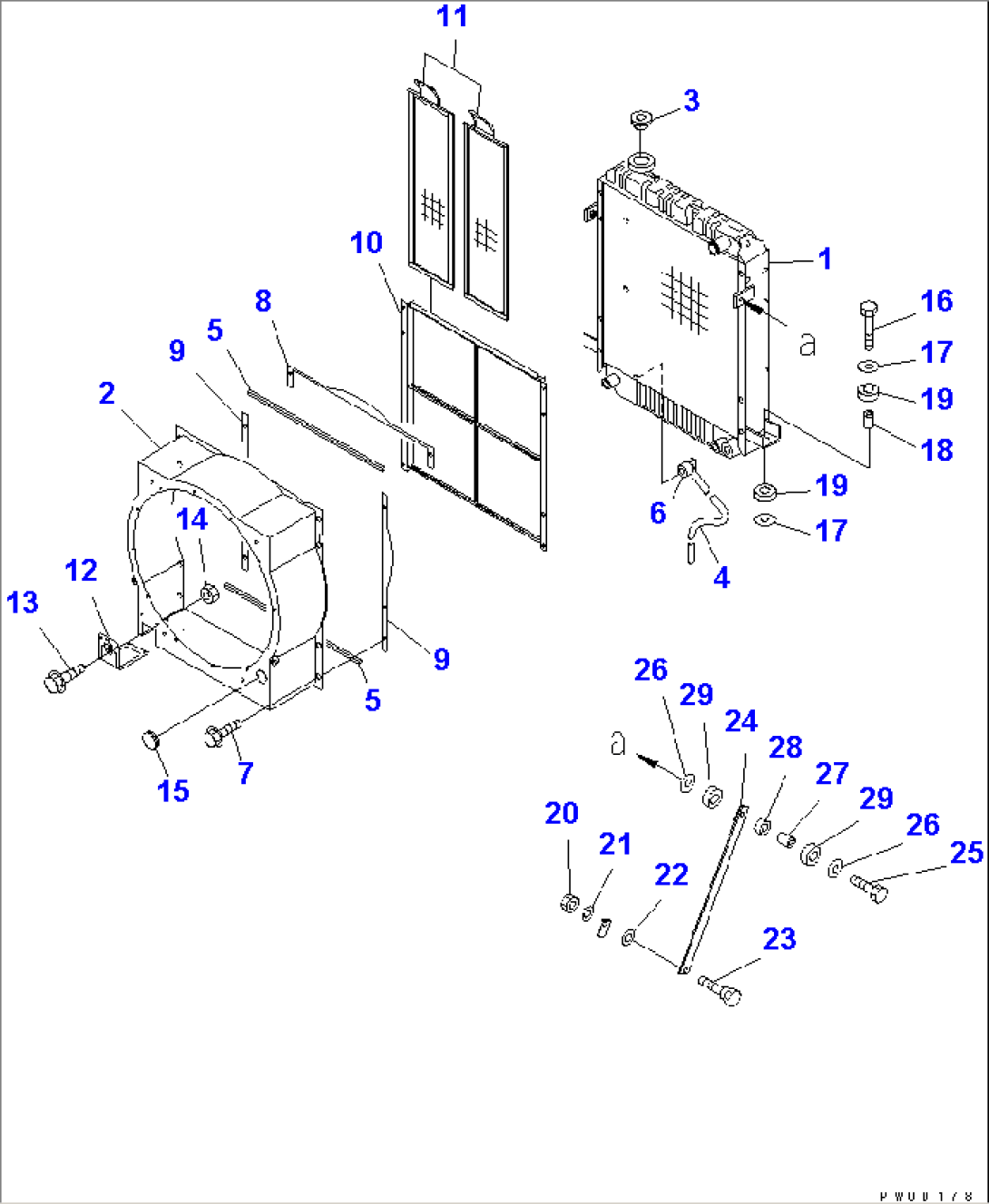 RADIATOR (RADIATOR AND MOUNTING PARTS) (LIVESTOCK RAISING SPEC.)(#10001-11500)