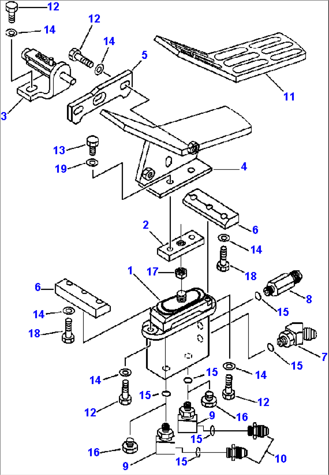 FIG NO. K1530-0101 ATTACHMENT CONTROL PEDAL (1 ACTUATOR)