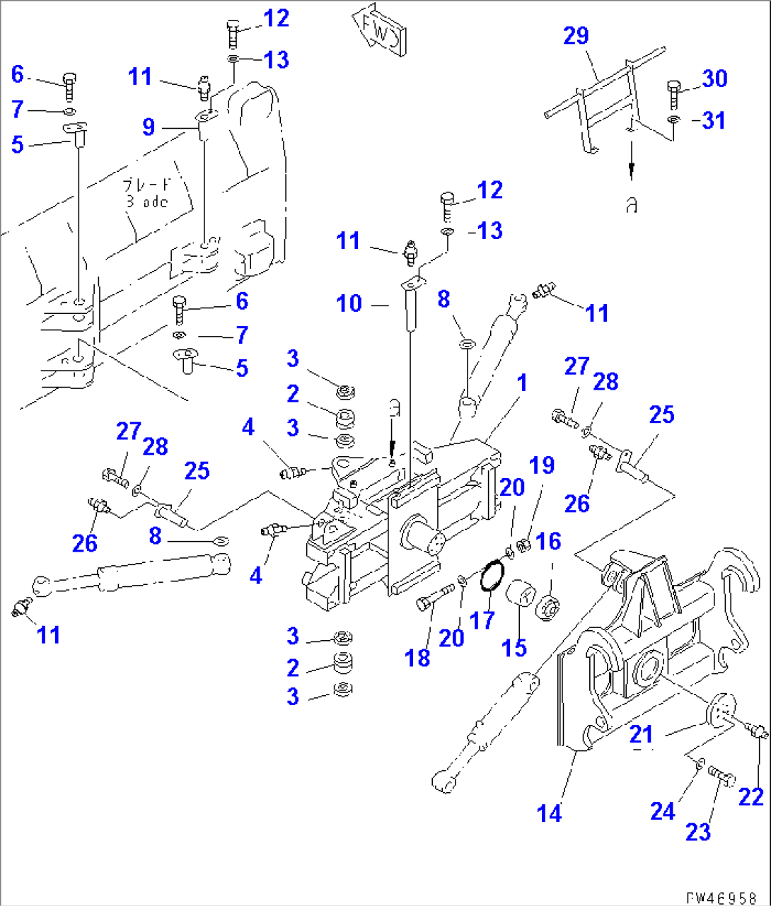 PITCH AND ANGLE SNOW PLOW CARRIER (WITH POWER TILT) (WITH HYDRAULIC MULTI COUPLER)(#30001-)