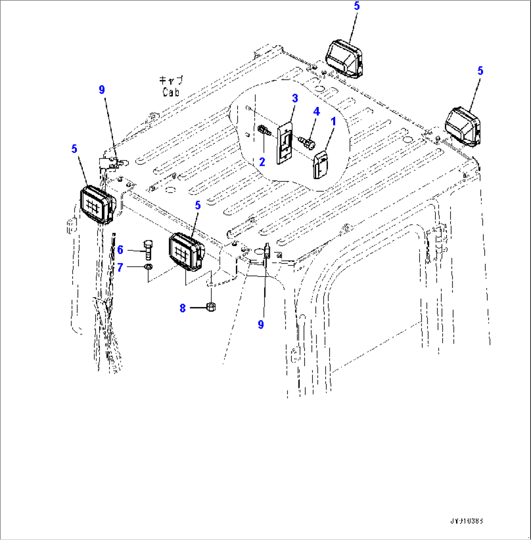Cab, Room Lamp and Working Lamp (#60001-)