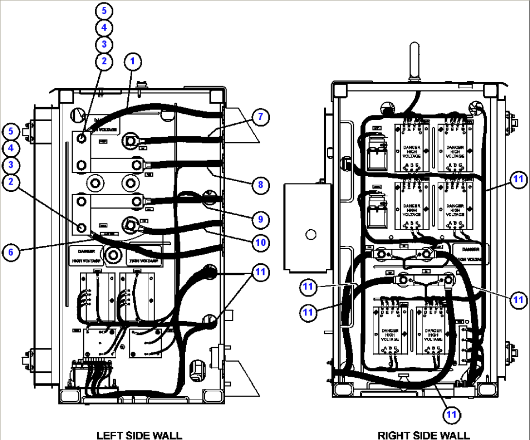 CONT. CAB. - CENTER DOOR L.S. & R.S. WALL WIRING