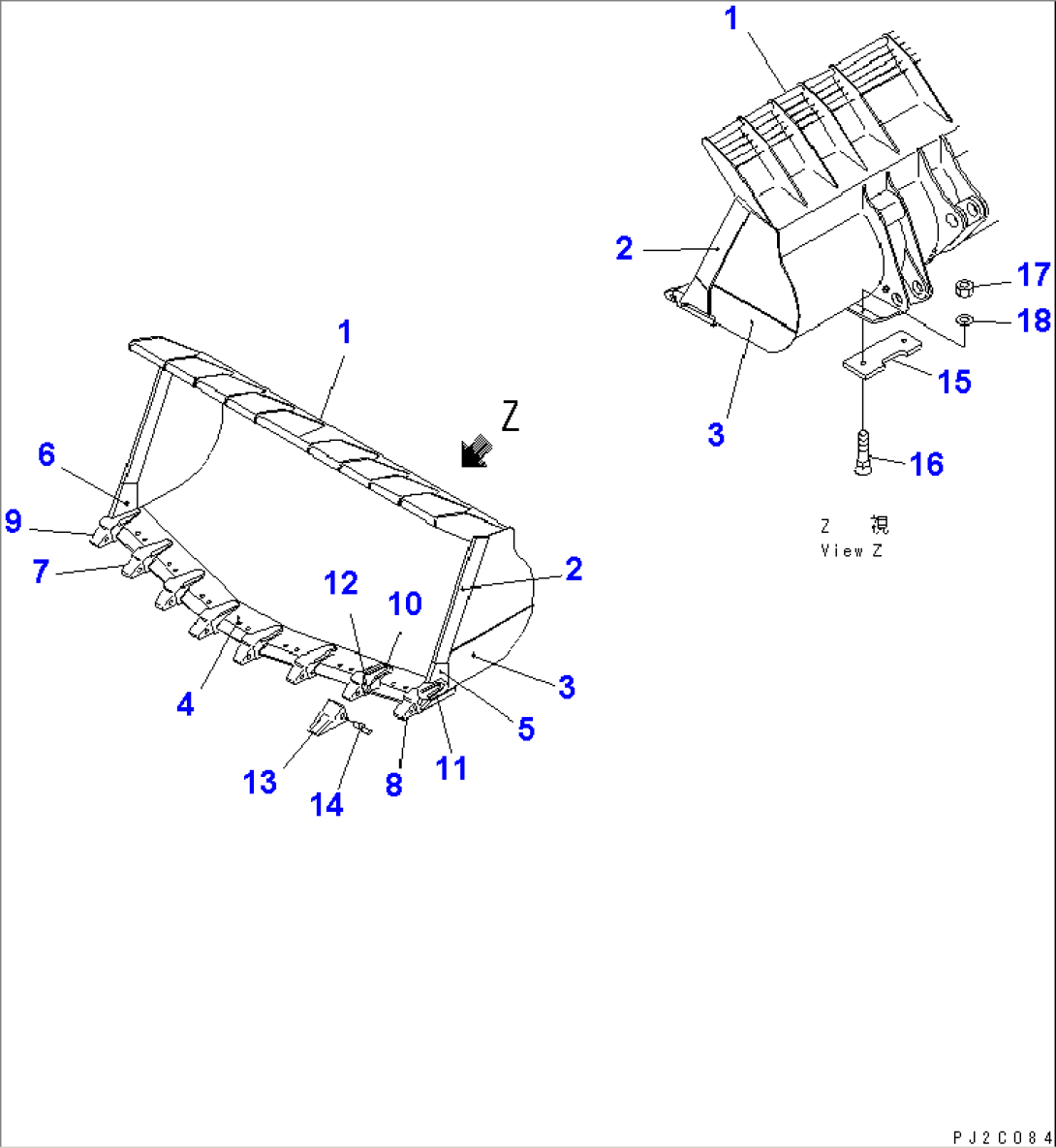 SPADE NOSE BUCKET (4.3M3) (TIP TOOTH) (FOR SEGMENT EDGE)